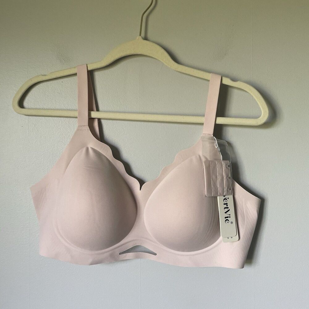 VertVie Full Coverage Wireless T-Shirt Bra Supportive Light Pink Women's XL NEW